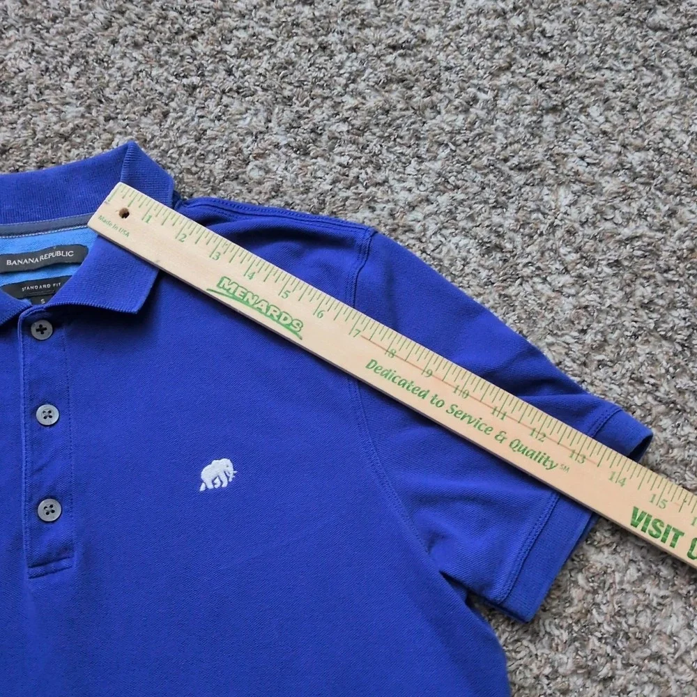 Banana Republic Pique Polo Shirt Blue‎ Elephant Logo Cotton Casual Mens Small